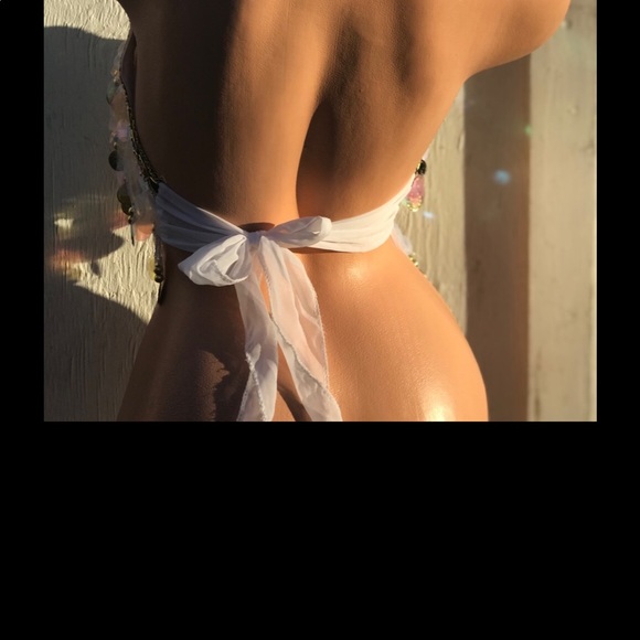 Reflective sequin iridescent hologram gypsy top festival white shirt rave dance - Picture 3 of 5